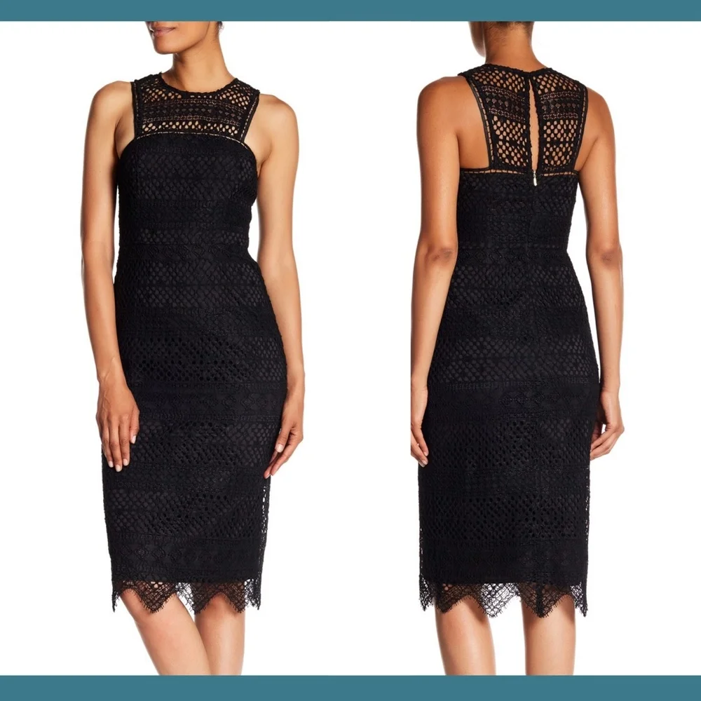 NWT $348 Trina Turk Vitality Crochet Knit Dress‎ in Black [SZ 4 ]